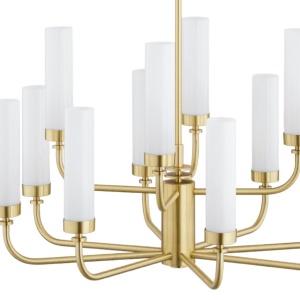 Candelabru 12 brate, alama periata, sticla alb mat PRESTON 5085 - Img 2