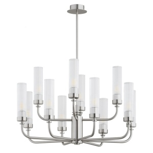 Candelabru 12 brate, otel nickel, sticla canelata PRESTON 5088 - Img 8