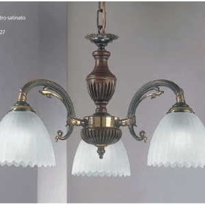 Candelabru 3 brate design italian din alama cu lemn 3510 203089 universul-luminii.ro