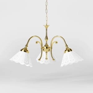 Candelabru 3 brate din alama si abajur ceramic Zefira