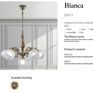 Candelabru 5 brate LUX design clasic realizat manual Bianca 144389 universul-luminii.ro