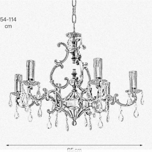 Candelabru 6 brate din alama si cristal Venezia - Img 4