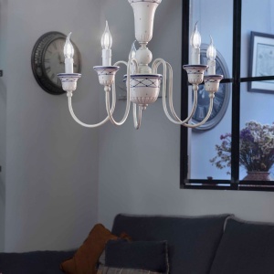 Candelabru clasic cu 5 brate realizat manual din ceramica SANREMO 128119 universul-luminii.ro