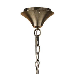 Candelabru clasic cu 9 brate LOEWE antique brass/ abajur alb 219799 universul-luminii.ro