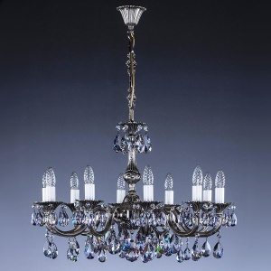 Candelabru Cristal Bohemia Exclusive 10 brate, diam.72cm ALICE X. nickel antique 8006 CE