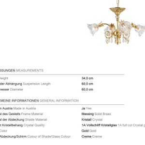 Candelabru cristal design lux LA BOHEME D-60cm 4L gold plated 239419 universul-luminii.ro