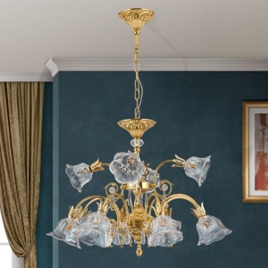 Candelabru cristal design lux LA BOHEME D-76cm 12L gold plated 160879 universul-luminii.ro