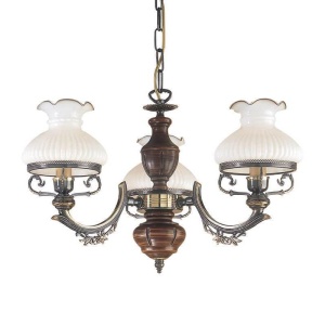 Candelabru cu 3 brate design italian din alama cu lemn 2810