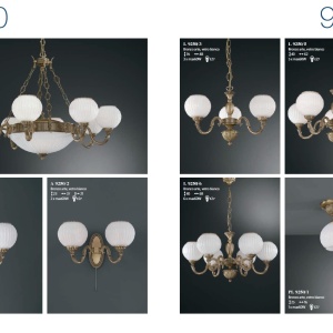 Candelabru cu 5 brate clasic design italian din alama, sticla 9250 RA-L. 9250/5 185169 universul-luminii.ro