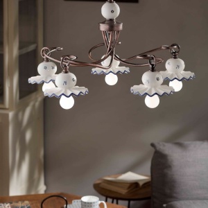 Candelabru cu 5 brate design clasic realizat manual din ceramica ROMA 127859 universul-luminii.ro