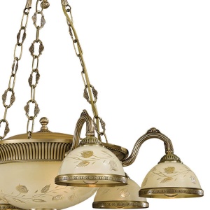 Candelabru cu 6 brate din alama cu sticla decorata design italian 6208 101669 universul-luminii.ro
