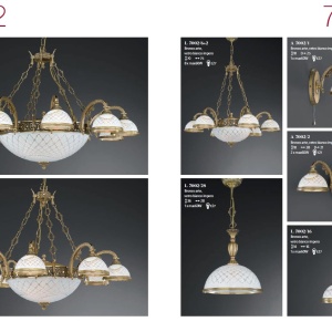 Candelabru cu 8 brate clasic design italian din alama, sticla 7002 RA-L. 7002/8+3 102299 universul-luminii.ro