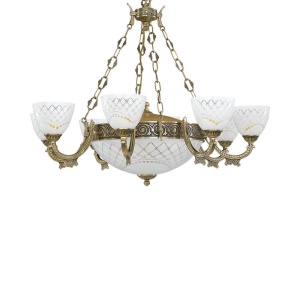 Candelabru cu 8 brate clasic design italian din alama, sticla 7052 RA-L. 7052/8+3 102469 universul-luminii.ro
