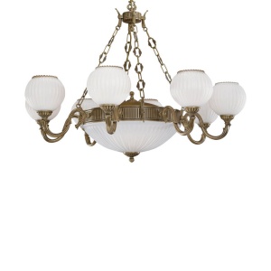 Candelabru cu 8 brate clasic design italian din alama, sticla 9250 RA-L. 9250/8+3 102599 universul-luminii.ro