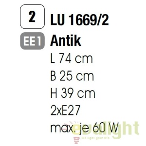 Candelabru design rustic cu 2 brate Marco LU 1669/2 Antik OR - Img 3