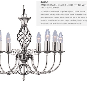 Candelabru elegant stil clasic Zanzibar argintiu 8L 4489-8 SRT - Img 2