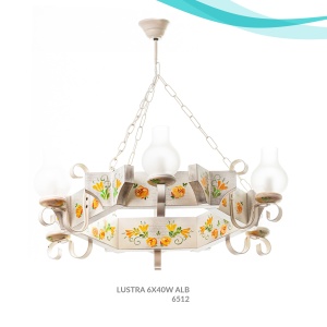 Candelabru fabricat manual din lemn pictat Queen 6L 102379 universul-luminii.ro