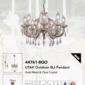Candelabru, Lustra cu 8 brate cu protectie IP65 Utah 159279 universul-luminii.ro