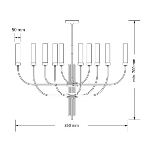 Candelabru modern realizat manual din alama Mussa 10L - Img 2