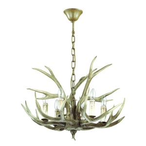 Candelabru rustic cu brate in forma de coarne de cerb, fabricat manual, CHALET SP6 115498