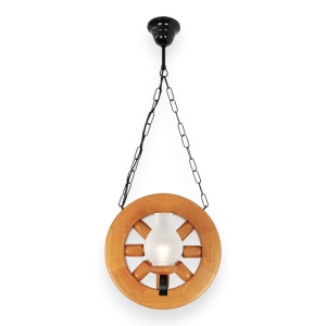Candelabru rustic fabricat manual din lemn diam.30cm, 2 brate Roata WOOD-RO-SP2D30 178019 universul-luminii.ro