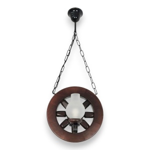 Candelabru rustic fabricat manual din lemn diam.30cm, 2 brate Roata WOOD-RO-SP2D30 577609 universul-luminii.ro