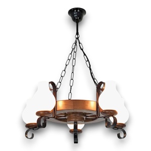 Candelabru rustic fabricat manual din lemn diam.30cm, 5 brate Roata WOOD-RO-SP5D30 178029 universul-luminii.ro