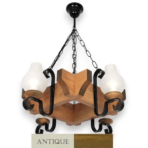 Candelabru rustic fabricat manual din lemn dim.50x50cm, 4 brate Queen WOOD-QU-SP4 177889 universul-luminii.ro