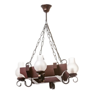 Candelabru rustic fabricat manual din lemn dim.50x50cm, 4 brate Queen WOOD-QU-SP4 54789 universul-luminii.ro