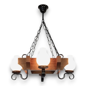 Candelabru rustic fabricat manual din lemn dim.50x50cm, 4 brate Queen WOOD-QU-SP4 577549 universul-luminii.ro