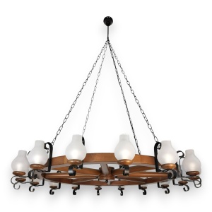 Candelabru rustic fabricat manual din lemn Roata 16L 198839 universul-luminii.ro