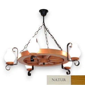 Candelabru rustic fabricat manual din lemn Roata 5L 227149 universul-luminii.ro