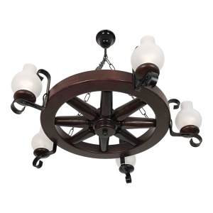 Candelabru rustic fabricat manual din lemn Roata 5L 227159 universul-luminii.ro