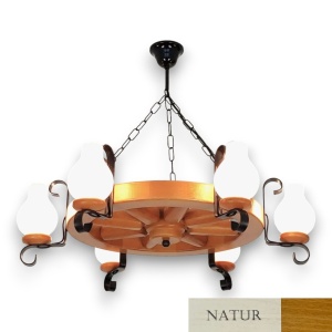 Candelabru rustic fabricat manual din lemn Roata 6L 183249 universul-luminii.ro