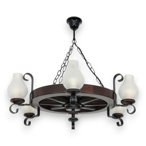 Candelabru rustic fabricat manual din lemn Roata 6L - Img 21