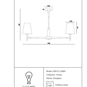 Candelabru stil clasic 78cm Zaragoza MYH001CL-05BS 71319 universul-luminii.ro