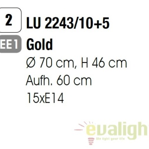 Candelabru stil clasic cu 15 brate Marie Claire auriu LU 2243/10+5 gold OR 62199 universul-luminii.ro