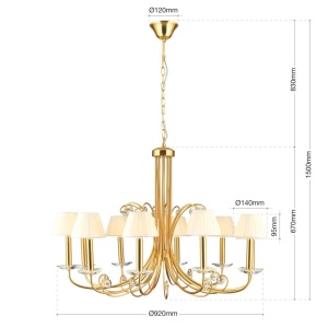 Candelabru stil clasic cu cristal K9 ARIANE 10L auriu 234899 universul-luminii.ro