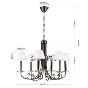 Candelabru stil clasic cu cristal K9 ARIANE 6L nickel inchis 234869 universul-luminii.ro