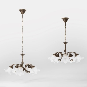 Candelabru stil clasic italian din alama si sticla Ricciolo - Img 3