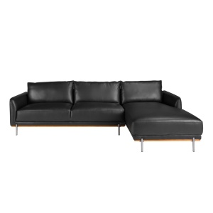 Coltar LUX 5 locuri design italian cu sezlong dreapta Cowhide black - Img 4