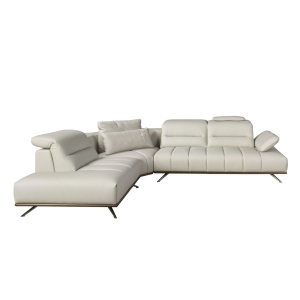 Coltar LUX design italian cu sezlong stanga Cowhide gri deschis