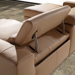 Coltar LUX design italian cu sezlong stanga Piele Naturala, Brown - Img 4