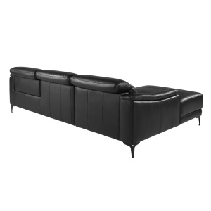 Coltar LUX design italian cu sezlong stanga si functia relax Cowhide negru - Img 3