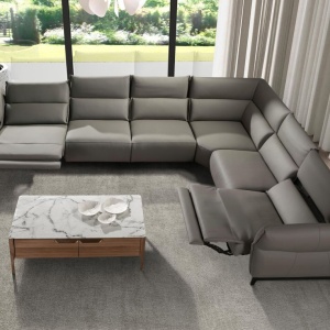 Coltar LUX design italian modular cu functia relax Cowhide gri inchis - Img 8