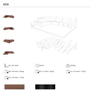 Coltar LUX design italian modular cu functia relax Cowhide Maro - Img 6