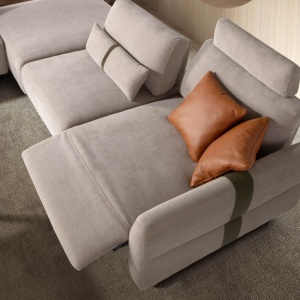 Coltar modular LUX design italian cu sezlong dreapta Velvet sand - Img 7