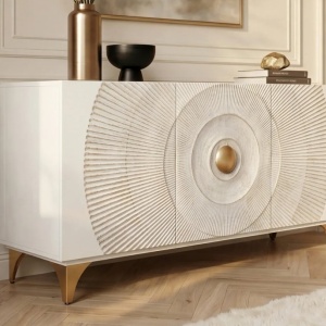 Comoda design vintage Golden Sunset 140cm alb - Img 3
