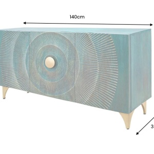 Comoda design vintage Golden Sunset 140cm turcoaz - Img 4