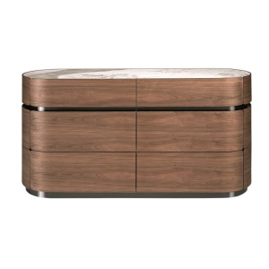 Comoda din furnir de nuc cu blat marmura portelanata Walnut - Img 4